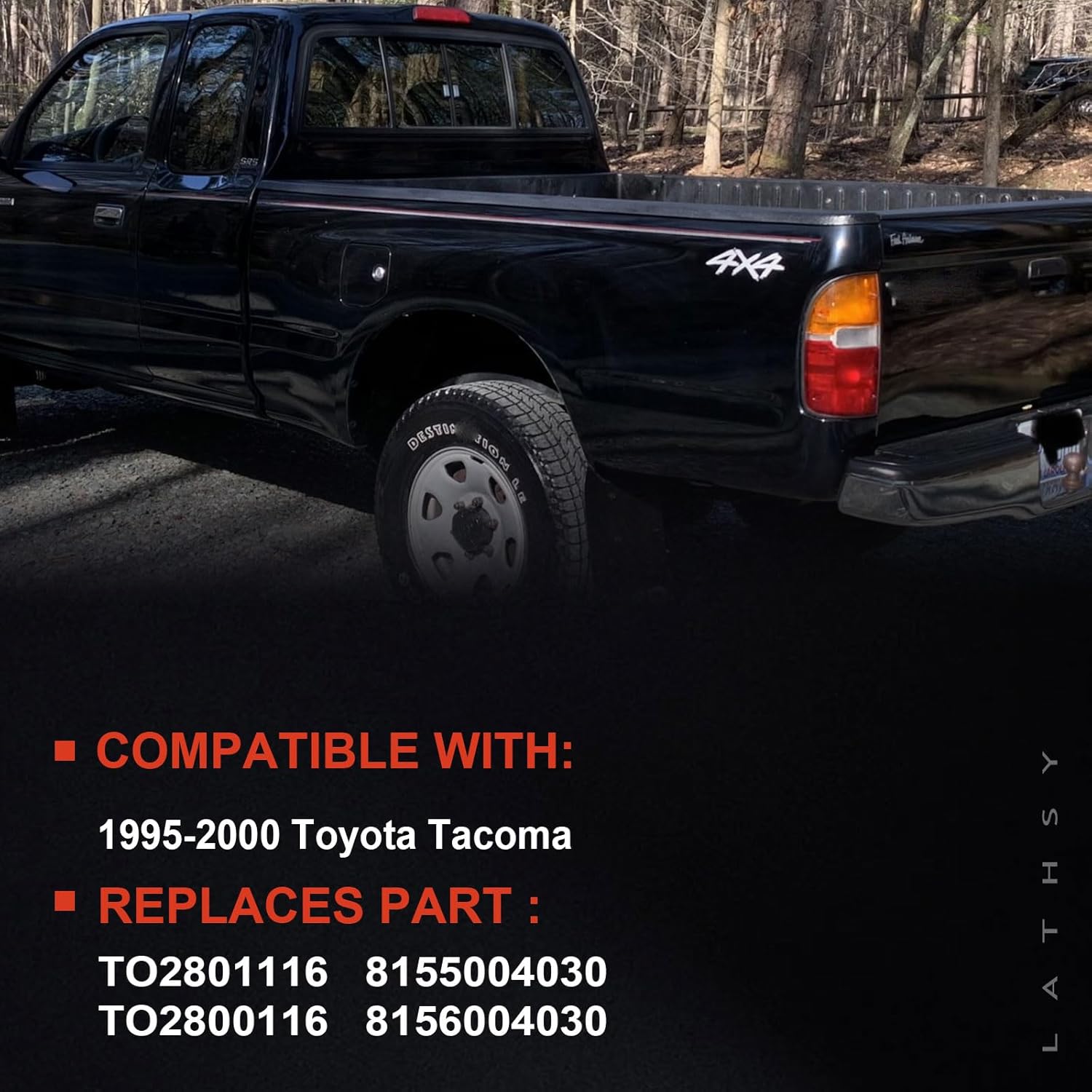 Tail Light Assembly Compatible With 1995-2000 Toyota Tacoma Rear Taillights Pair Left Driver and Right Passenge Side Replace TO2800116 TO2801116 8156004030 8155004030(Red/Amber/Clear Lens)