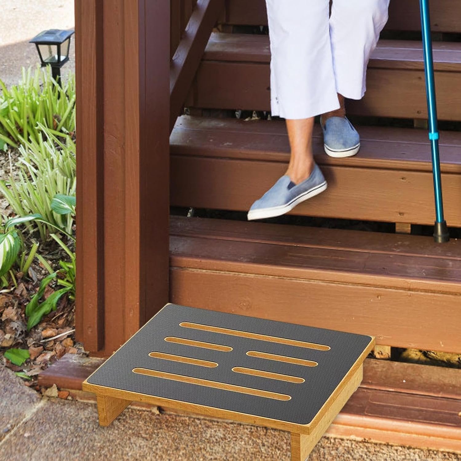 Cosiro 木製ステップスツール フットレスト 軽量 人間工学に基づいた快適な脚サポート 高齢者 子供 大人 キッチン オフィス用