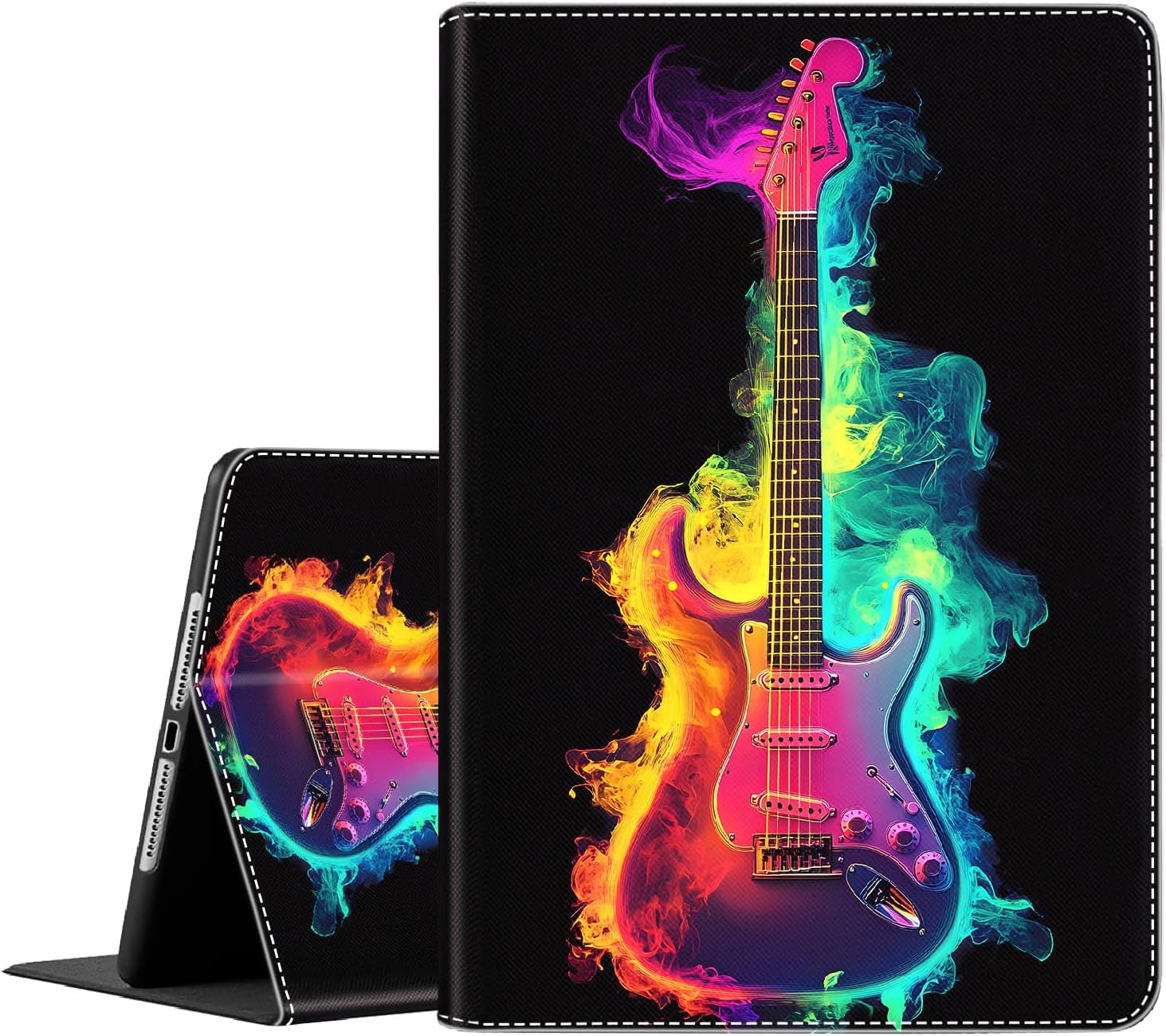 Case for iPad (A16) 11th Generation 11 Inch (2025), iPad 10th Generation 10.9 Inch (2022),Slim Fit Foldable Standing Cover Case with Auto Sleep/Wake, Guitar Colorful Music