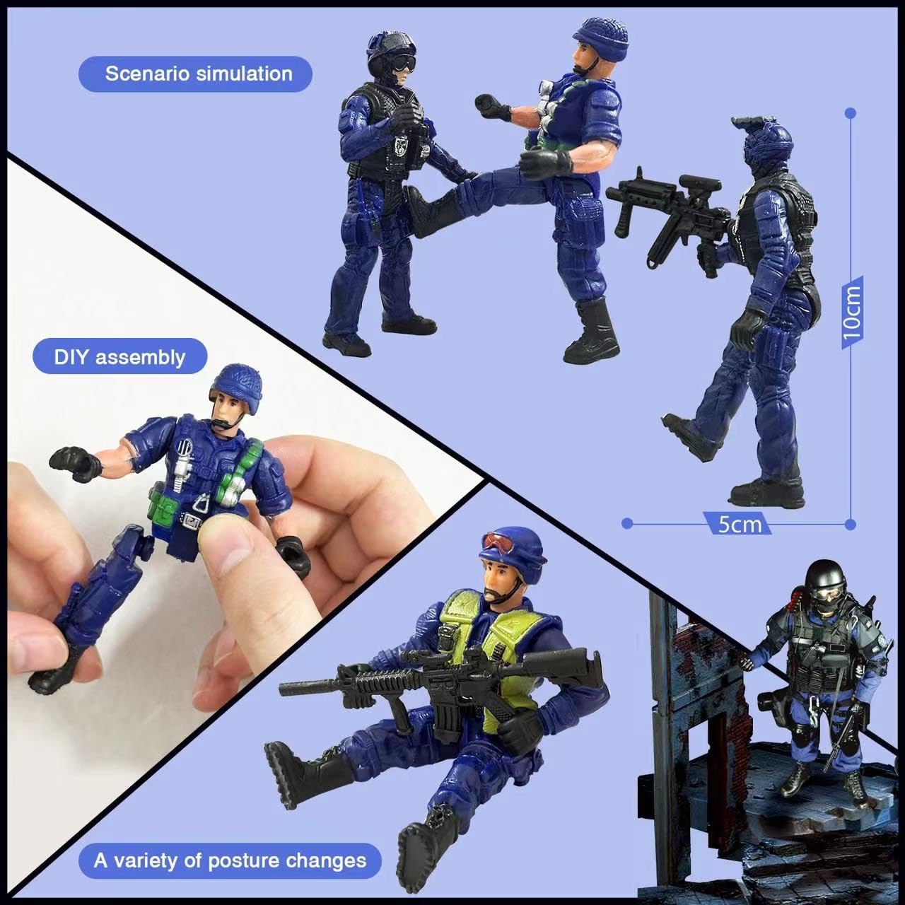 Fycooler US Army Men And SWAT Team Toy Soldiers Action Figures Playset With Military Weapons Accessories,Military Soldier Playset Military Figures Army Men Soldiers Toy For Kids Boys Gift,12Pcs
