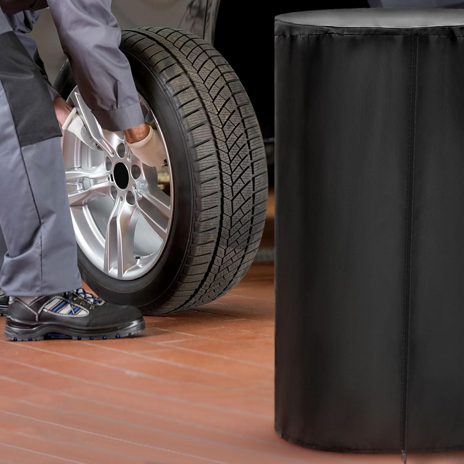 2 Pcs Tire Covers Storage 33 Inches Large Waterproof Spare Tire Storage Bags Seasonal Adjustable Bags for Indoor Dust Proof Outdoor Truck Trailer Car Rv SUV Update (Holding 4 Tires, Silver Coated)