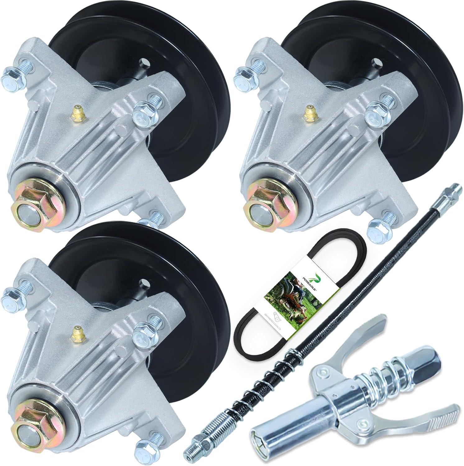 3 Pack 918-06981 Spindle Assembly with 954-04077A Belt Replaces 918 06981, 618-06981 for Cub Cadet XT1 LT50, XT2 LX50, XT1 50 inch, CYT5023SE, TB2350, Super Bronco 50 Xp, T260 Lawn Tractors 3x918-06981+1x954-04077A Belt