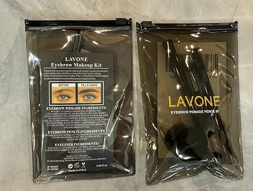 Miniatura 8 de LAVONE Kit de lápices de sellos de cejas, kit de sellos de cejas de maquillaje Trio con lápiz de cejas impermeable, delineador de ojos, pomada,
