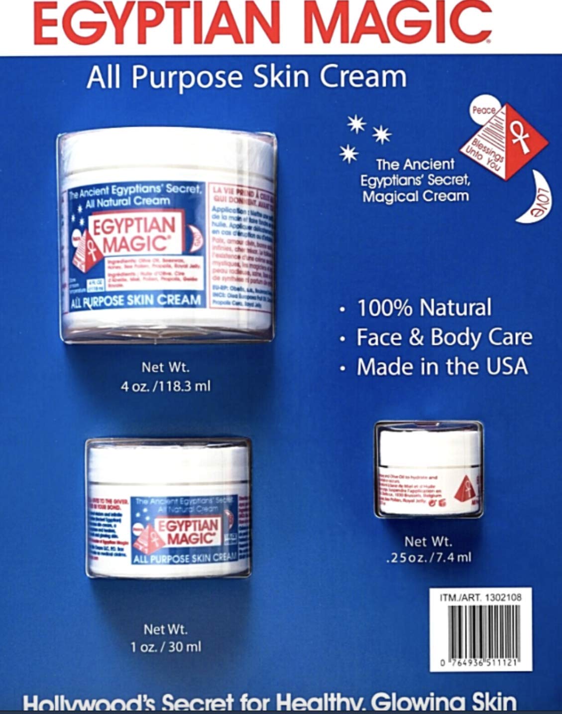 Egyptian Magic All Purpose Skin Cream Bundle - 3 items: 4 oz Jar + 1 oz Jar + .25 oz Jar