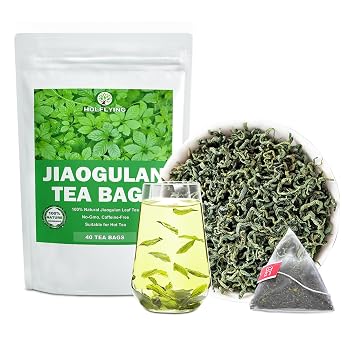 100% Natural Jiaogulan Tea, 40 Teabags, Pure Jiaogulan Leaf Tea, Gynostemma Pentaphyllum, No Additives, No Gmo