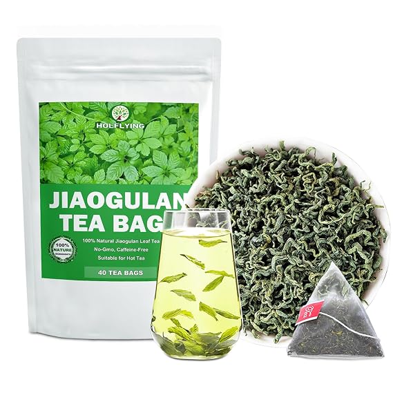 100% Natural Jiaogulan Tea, 40 Teabags, Pure Jiaogulan Leaf Tea, Gynostemma Pentaphyllum, No Additives, No Gmo