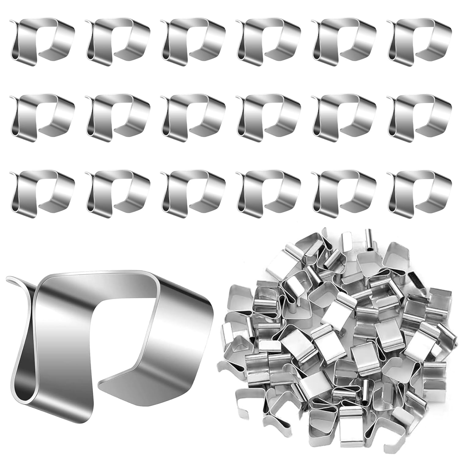 JINJUMEI 60x Dachrinnenhaken Für Lichterketten – Verzinkte Metallclips, Rostfrei, Wetterfest – Für Weihnachtsdeko, Garten & Mehr (silber, 17x14 Mm)
