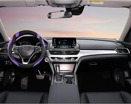 Miniatura 3 de West Llama Funda personalizada para volante de automóvil Honda Accord CR-V HR-V Pilot Odyssey (negro + morado, tamaño estándar)