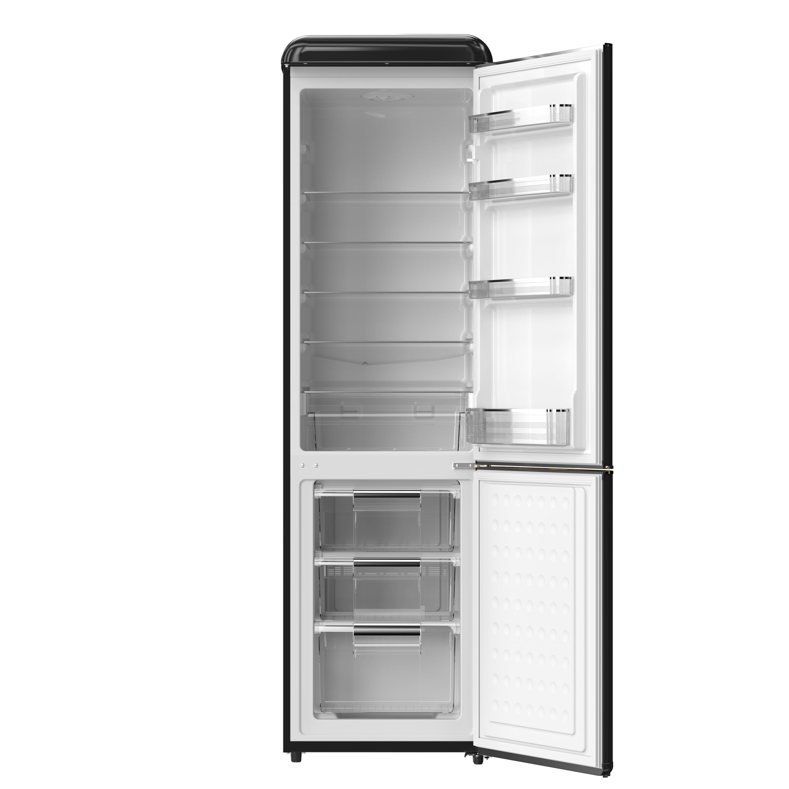 SOLTHERMIC frigorifico combi retro negro rústico y acabados 2 puertas FCR188N 1,88 CM alto x 55 de ancho. De gran capacidad de hasta 270L, silencioso, control de temperatura y bajo consumo