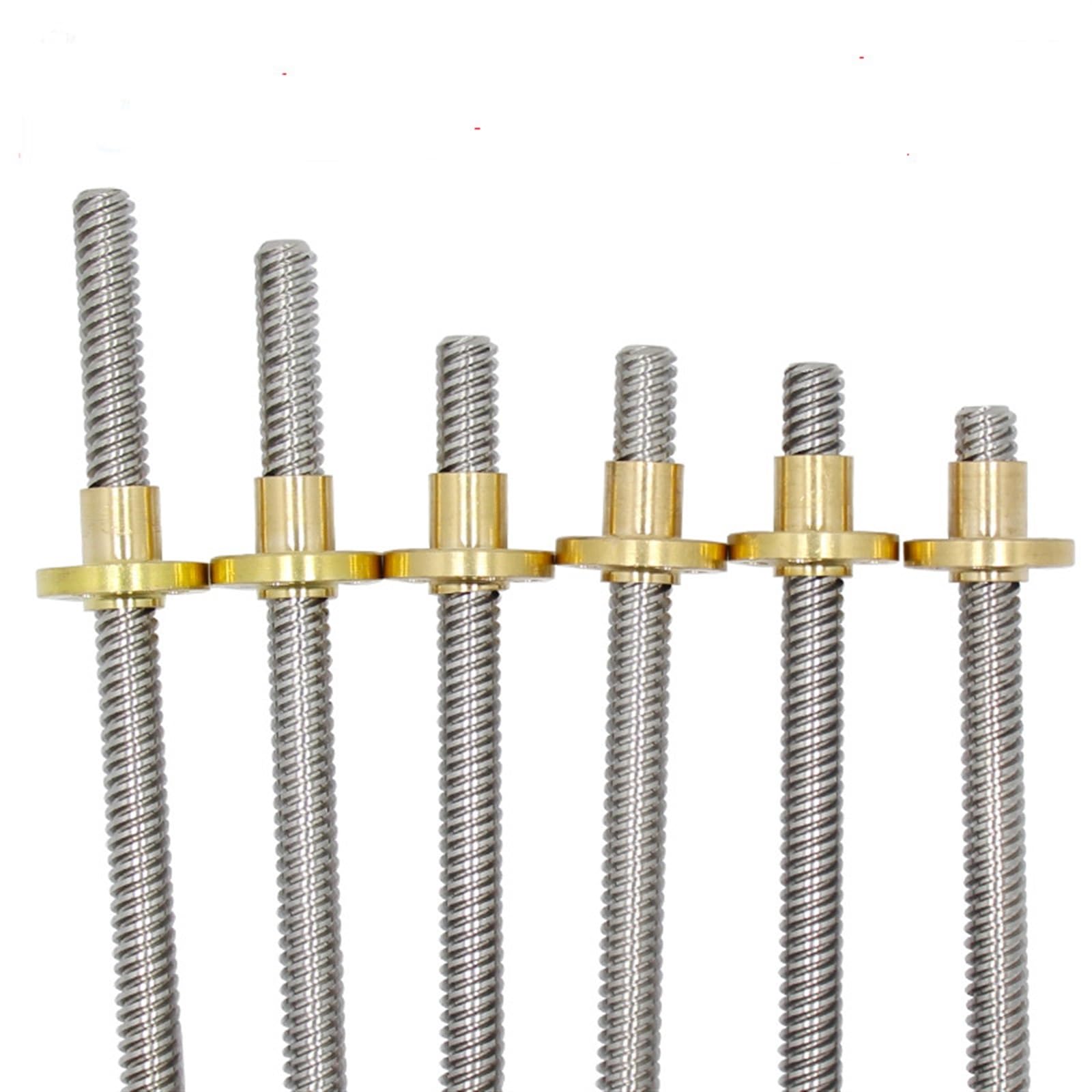 Gewindespiel T12-Leitspindel mit runder Messingmutter, 2 mm Steigung, 2 mm, 4 mm, 8 mm, 10 mm Blei, Tr12-Trapezgewinde, Edelstahl-Schraubenstange Schraube trapezförmig (Color : Pitch 2mm lead 2mm, S