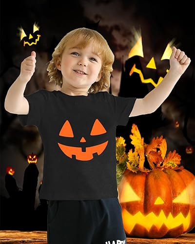 Miniatura 3 de CM-Kid Camisa de Halloween para niños pequeños y niñas, diseño de calabaza, esqueleto, dinosaurio, camiseta de manga corta para niños, camisetas de
