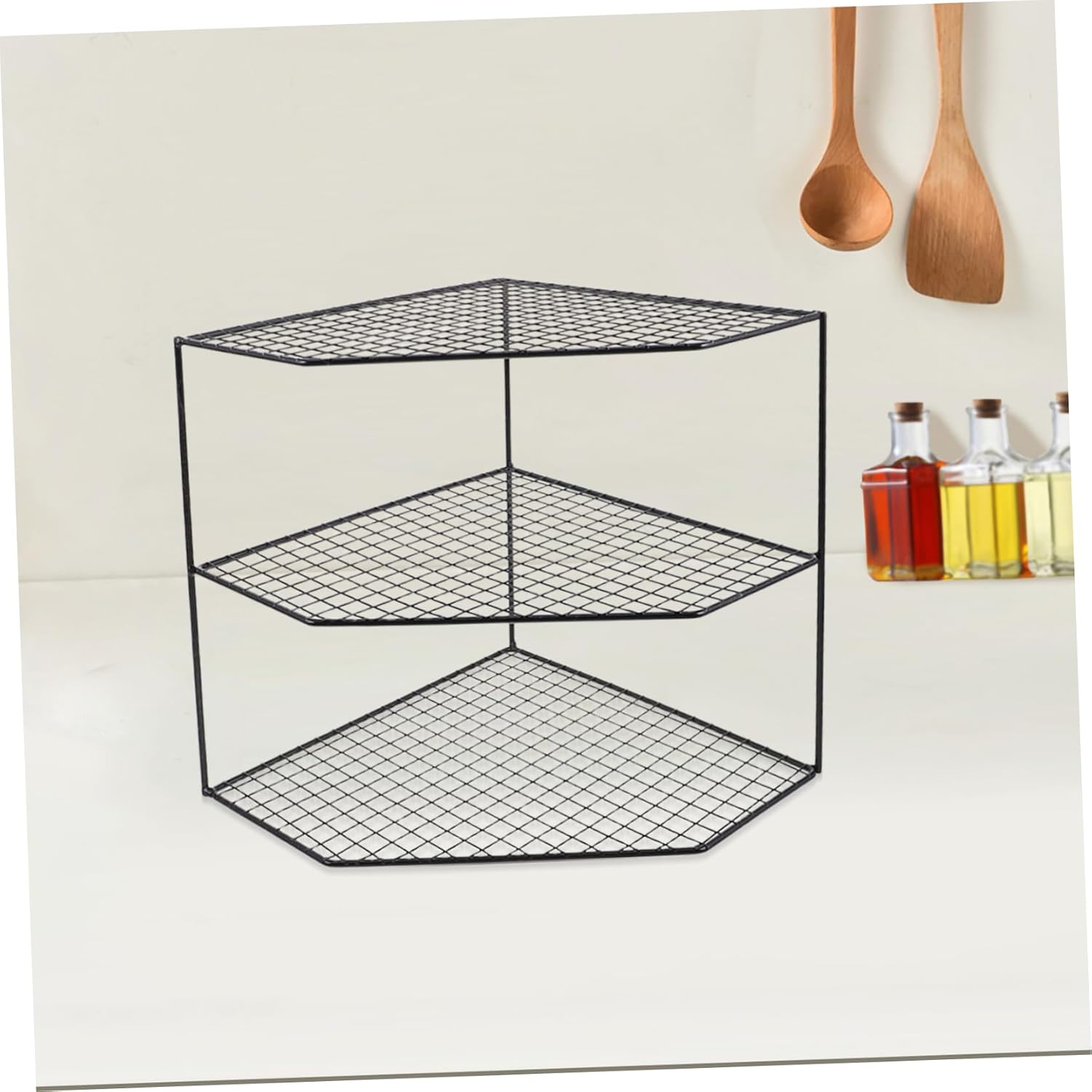 Zerodeko Kitchen Countertop Organizer Multi Functional Corner Shelf for Spice Pot Bathroom Storage Space Saving Design for Kitchen and Bathroom Essentials Three Rack