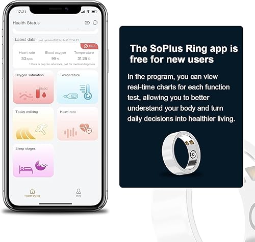 Miniatura 2 de Smart Ring - Medidor de paso de ritmo cardíaco, presión arterial, oxígeno en sangre, monitoreo del sueño, anillo inteligente, rastreador de