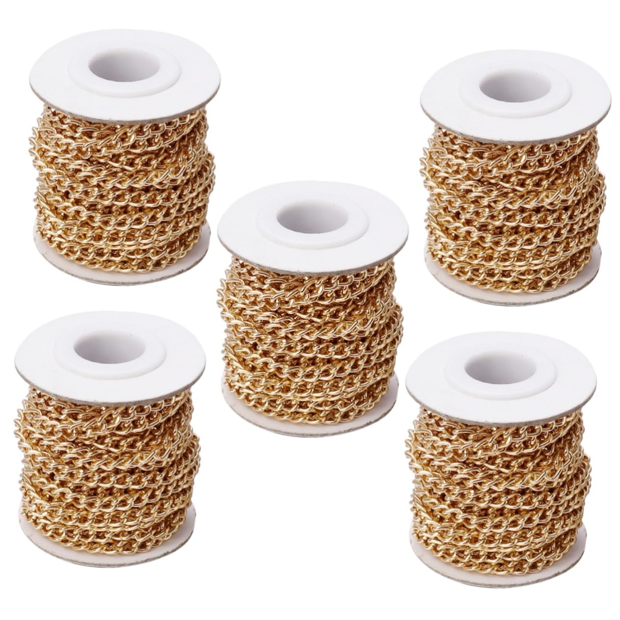 LALAFINA 5rotoli Catenelle Alluminio per Fai da Te Accessori per Borse e Abbigliamento Catena Leggera e Resistente Non Sbiadisce ø per Creazioni Artigianali e Decorazioni di Moda