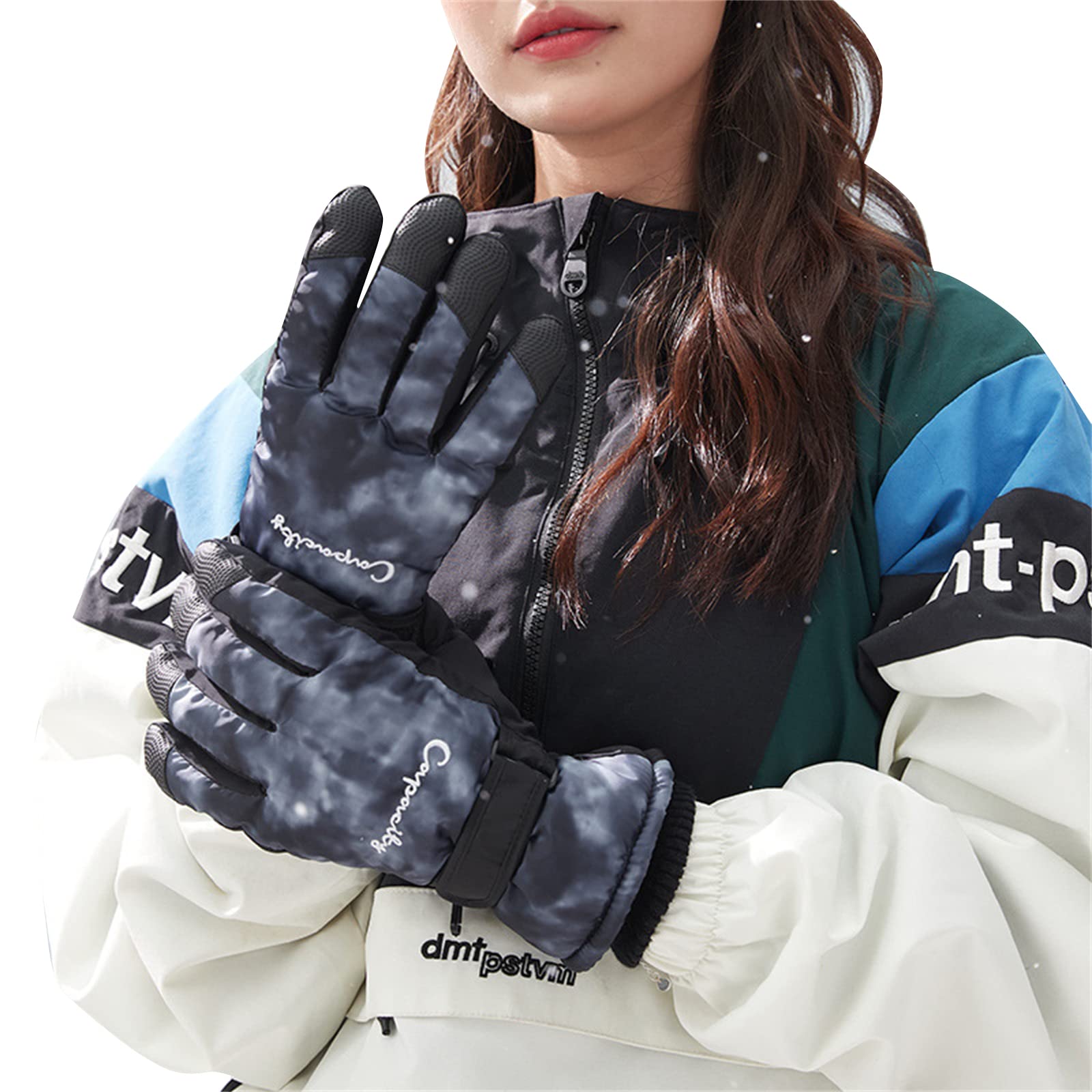 Dsgzkk Gloves,Ski Gloves for Women Men Winter Waterproof Warm Snow Gloves for Cold Weather Outdoor Unisex Mittens