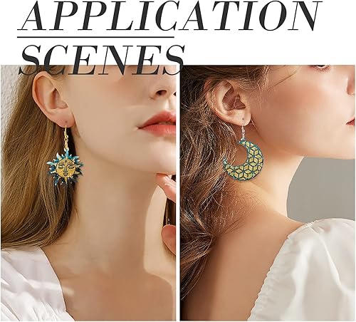 Miniatura 4 de Pandahall - 5 moldes de resina de silicona para aretes, luna creciente, luna, estrella, resina epoxi, joyería con ganchos para aretes y anillo de