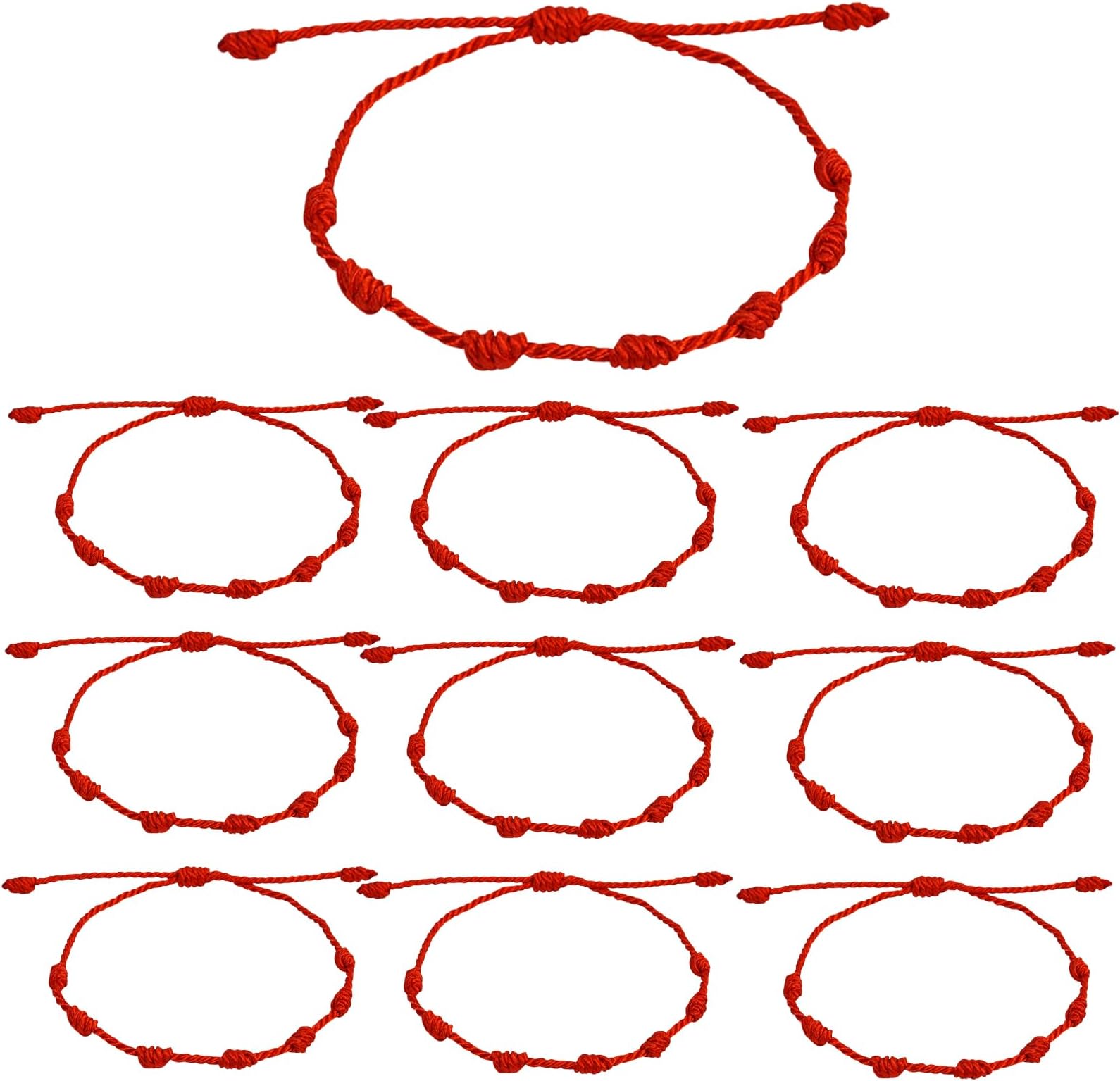 Red String Bracelets 7 Knot Red Rope Cord Adjustable Handmade String Luck Bracelet Talisman for Protection Womens Mens