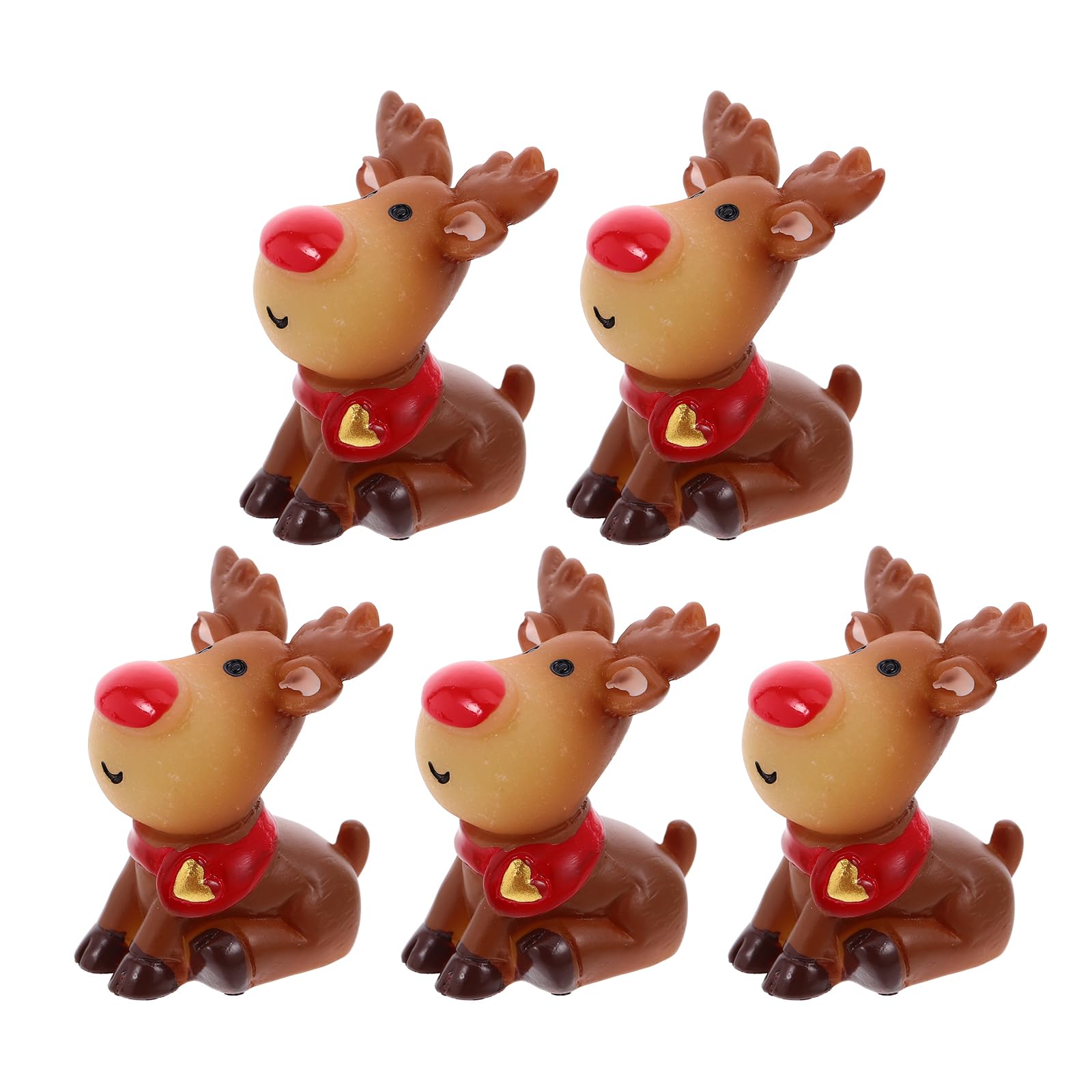 CLISPEED 5 Pcs Mini Reindeer Christmas Figurines - Cute Deer Ornaments for - Miniature Elk Decorations for Crafts Bulk Xmas Desktop Adornments for DIY Snow Globes and Holiday