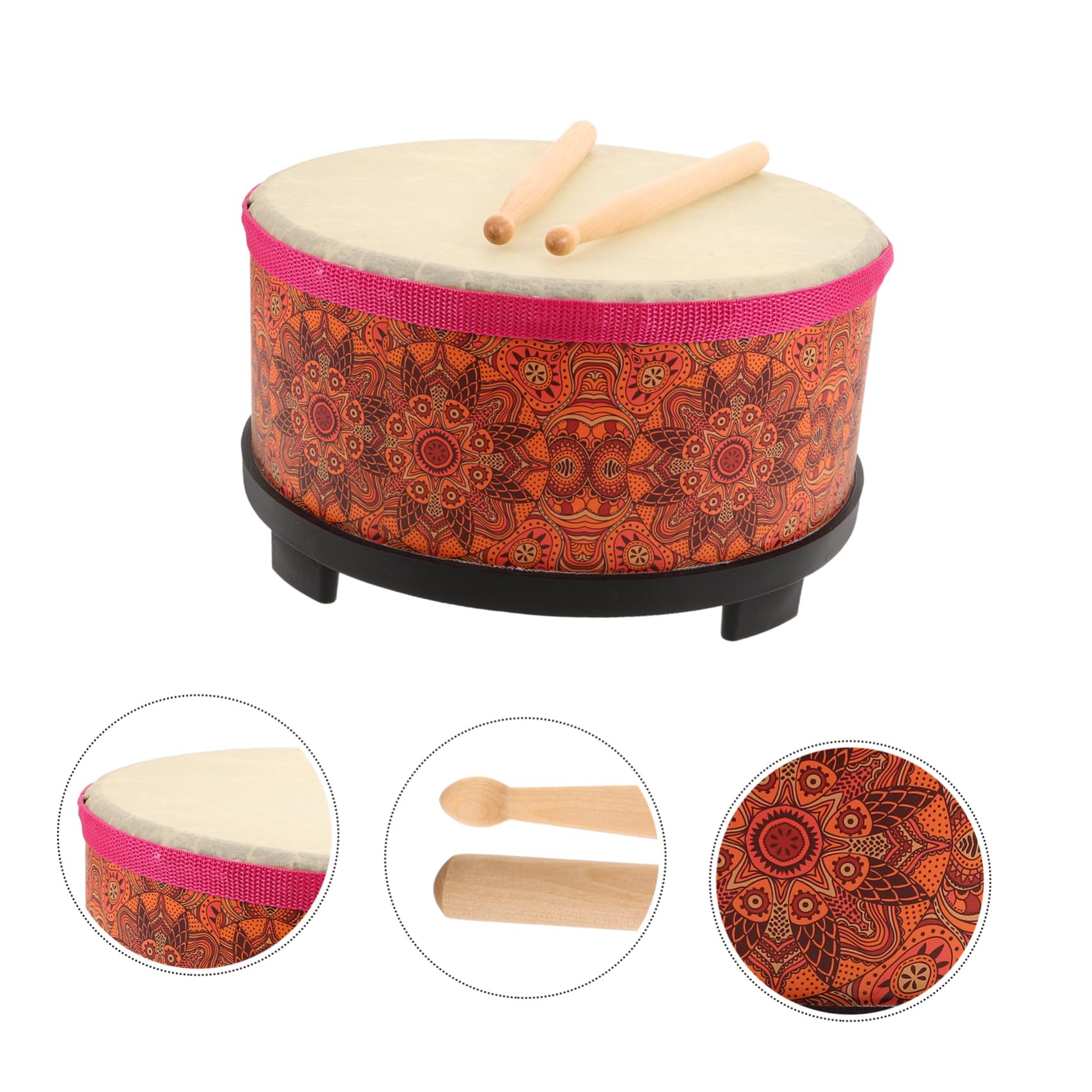 Juguete Musical para Niños de Percusión Tradicional de Madera | Baquetas Incluidas, Diseño de Tambor Unido, Uso en Clases de Música Infantil y Educación Orff
