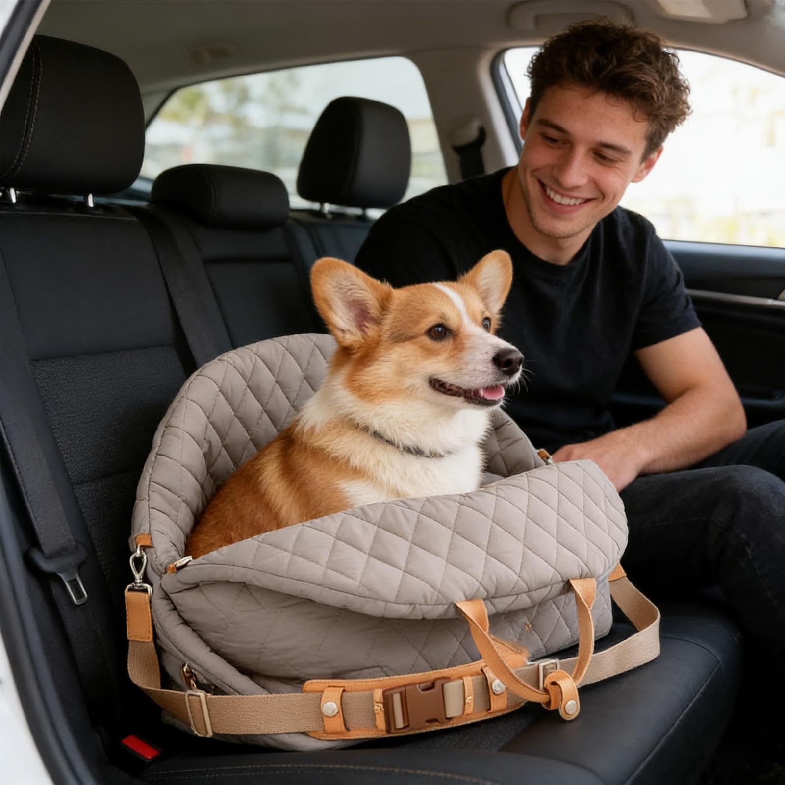 Sitzerhöhung für Auto, für Hunde – weiches Bett mit verstellbarem Gurt, Autositz für Pit Hund Transporter – für Pit Tier Katze Camping Reise Road Trip Fahrzeug SUV