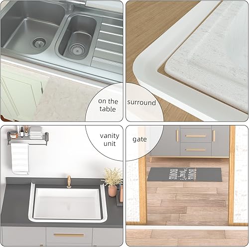 Miniatura 7 de Presa de agua para umbral de ducha, protector de salpicaduras de silicona para cocina, protector de agua plegable para fregadero, tira de retención