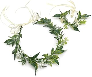 MIVAIUN Green Flower Crown and Bracelets Eucalyptus Crown Garland Headpi...