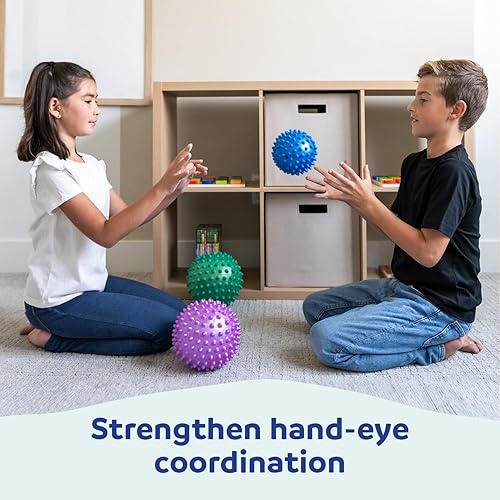 Miniatura 4 de Fun and Function Bolas táctiles puntiagudas - Bolas sensoriales táctiles con baches, texturizadas para niños de 3 años en adelante, 9 pulgadas,