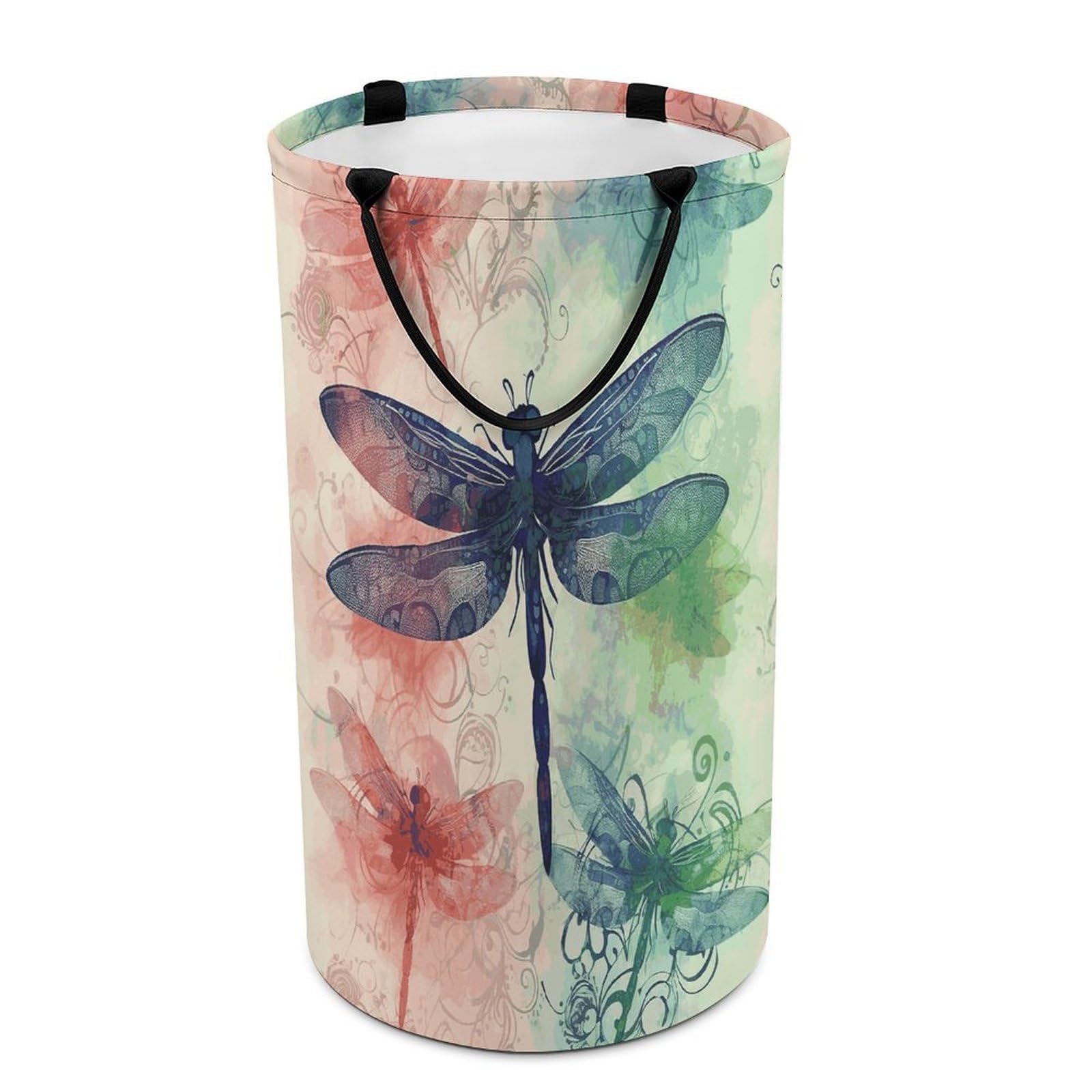Modern Dragonfly Laundry Basket Waterproof And Moisture-Proof Storage Bins Collapsible Round Laundry Hamper Perfect for Toys, Clothes And Sundries