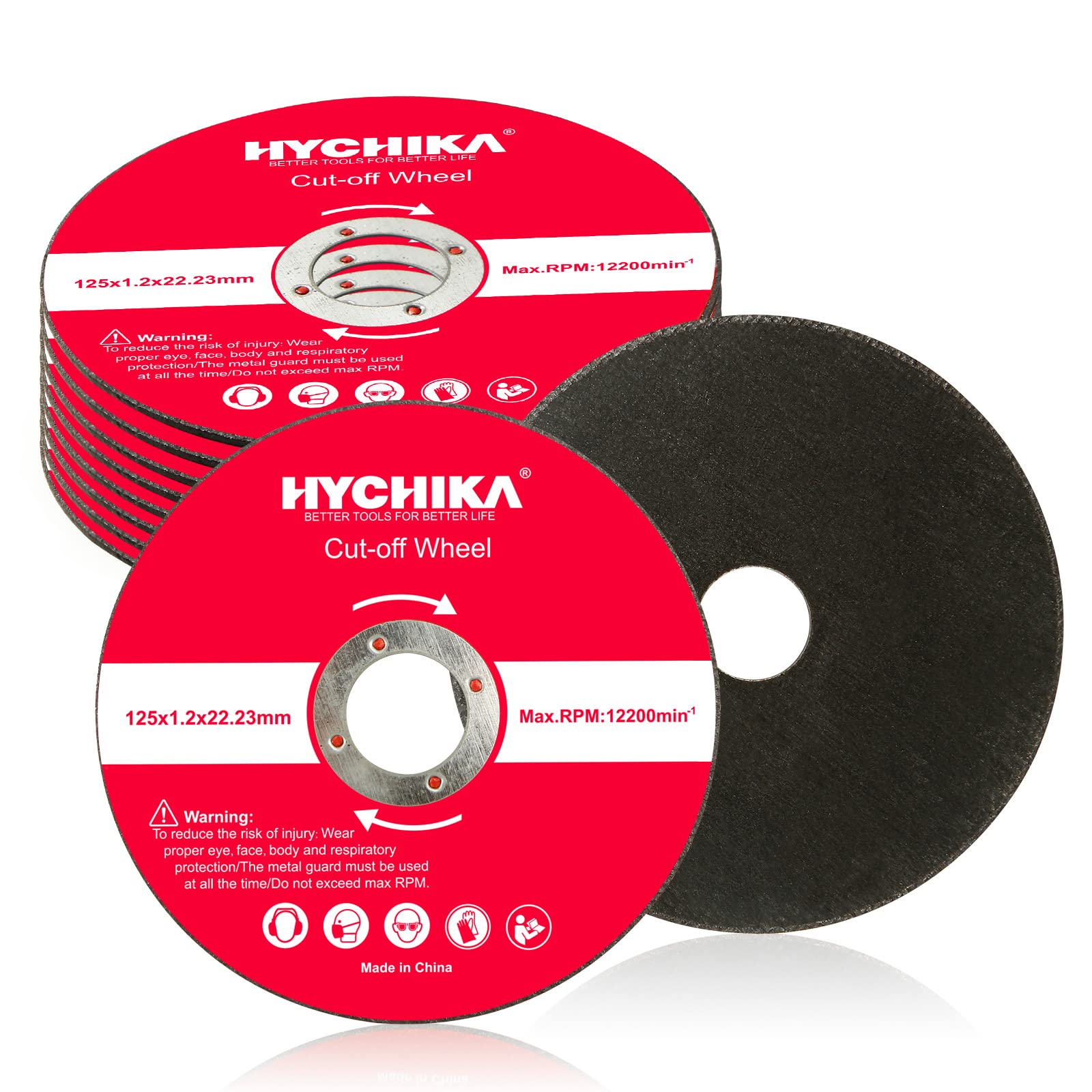 HYCHIKA Tarcza tnąca 125 Metal, 10 sztuk Tarcze tnące Metalowe do metalu Żelazo Szlifierka 125 mm 1,2 mm 22,2 mm