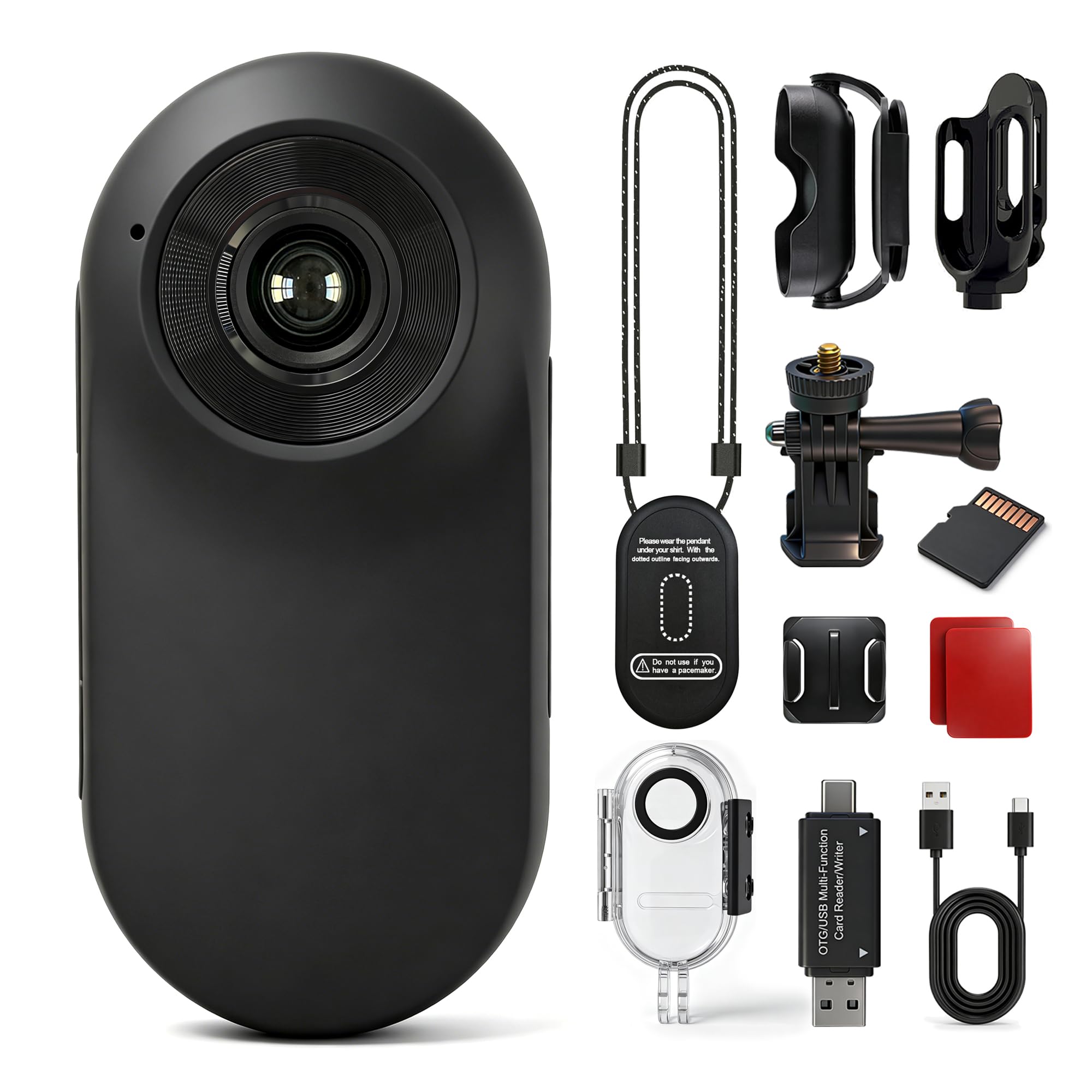 Mini Cámara Deportiva con Colgante Magnético, Action CAM con Funda Impermeable, Sumergible 10m, Pantalla 1" Cámara Corporal para Moto, Casco, Mascotas, Surf, Snorkel-Regalo para Hombre
