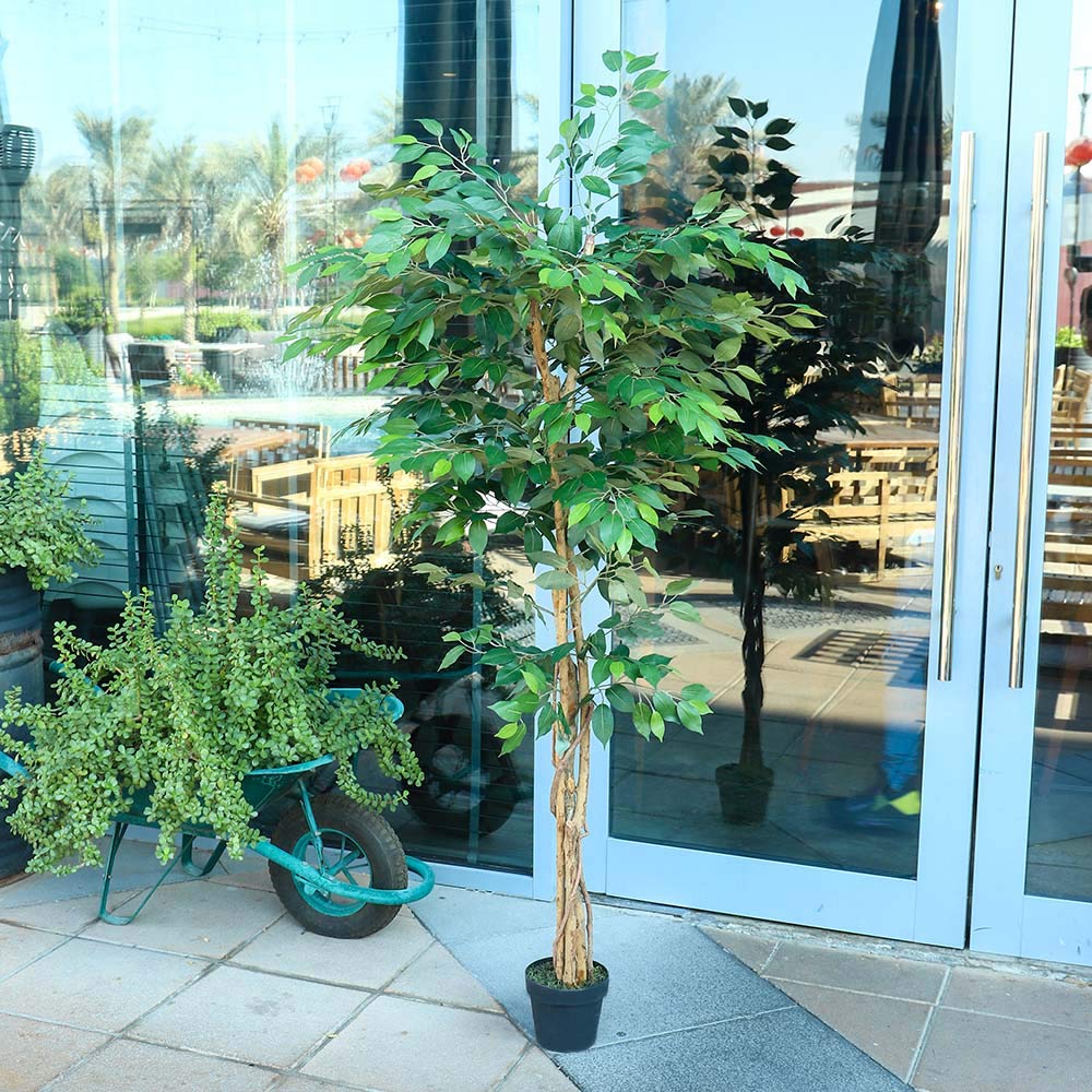 YAHOME Artificial Fake Ficus Plant 2.1 Meters High Faux Leaf Tree Plant With Plastic Pot For Office Living Room Home Decoration House Decoration