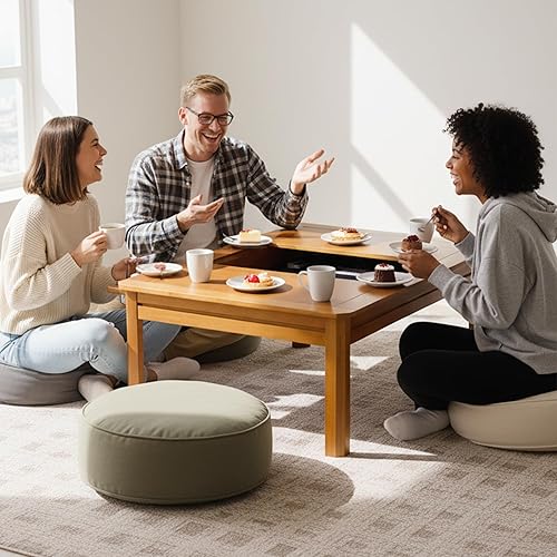 Miniatura 7 de Mesa de juego de mesa de madera maciza con mesa extraíble para 4 a 6 jugadores, mesa de juegos y comedor, incluye alfombrilla de juego y portavasos