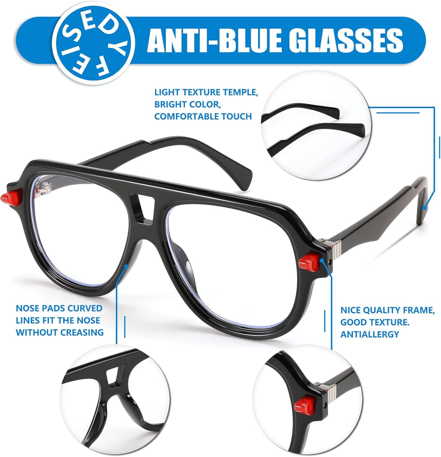 FEISEDY Aviator Frame Glasses for Women Men Blue Light Blocking Glasses Anti Glare Computer Eyeglasses B0039 - Image 5