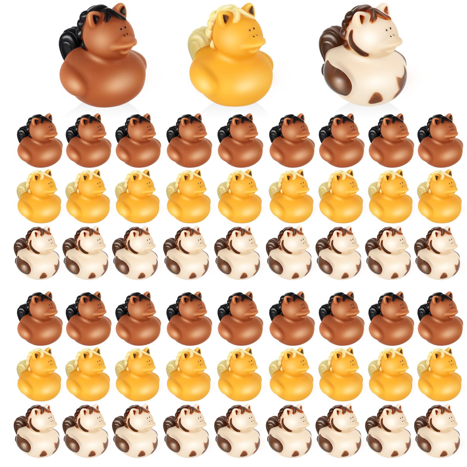 Deekin 50 Pcs Rubber Ducks 2 Inch Animal Party Favors Small Rubber Ducks for Cruise Ships for Shower Birthday Gift Activity Theme Party (Horse Style)