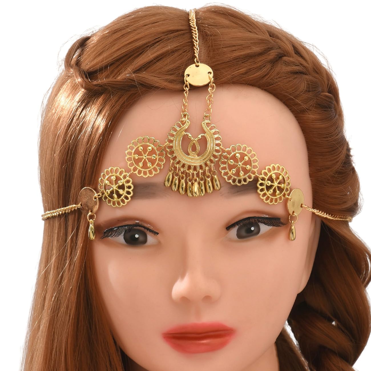 Hair Accessories for Women Gold Head Chains for Women Rhinestone Boho Crystal Headpiece for Party HB000814 - Image 3