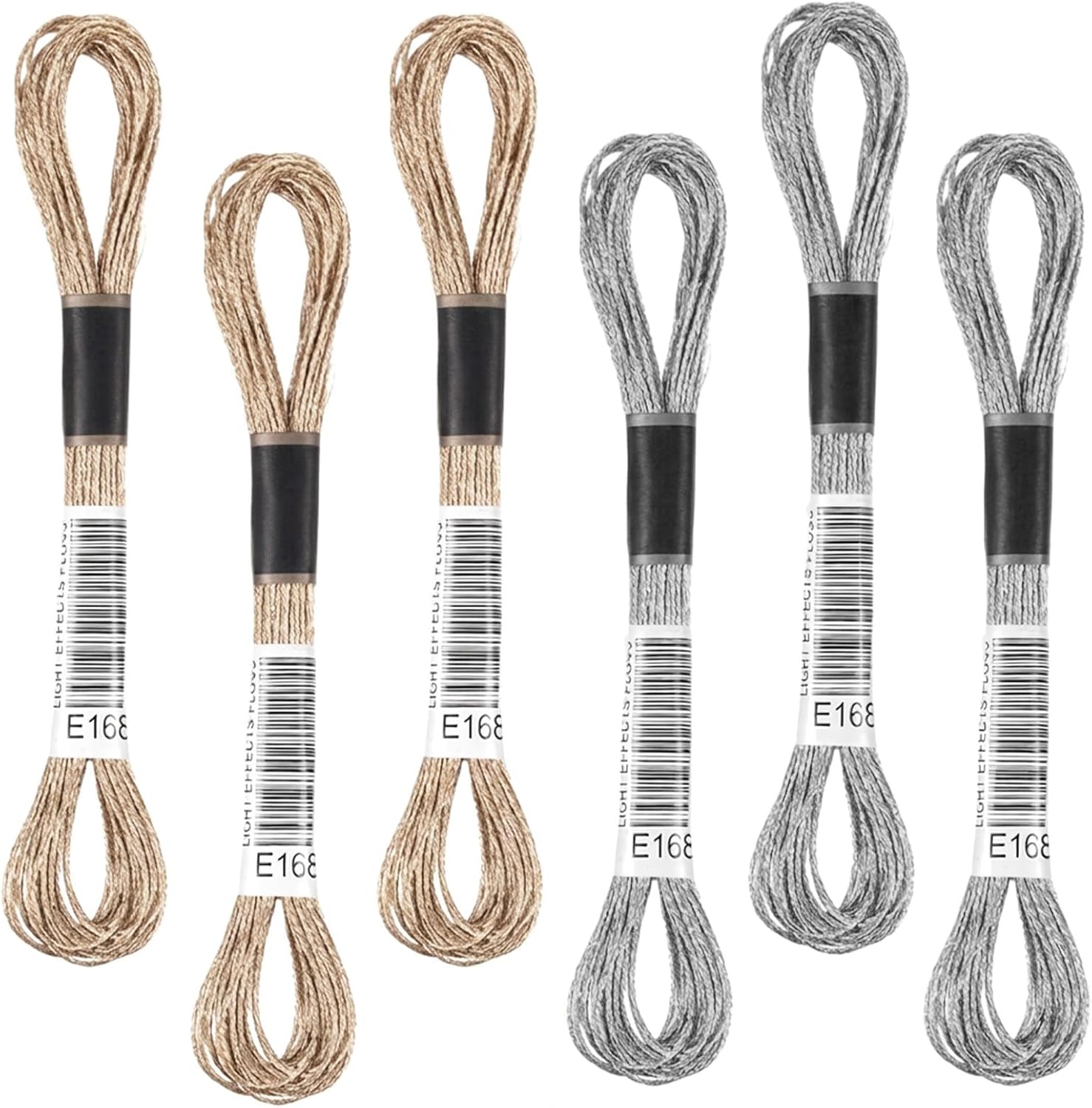 6 Skeins Metallic Embroidery Floss, Silver and Light Gold Metallic Thread for Embroidery, Friendship Bracelet String Cross Stitch Thread, Polyester Craft Yarn for Hand Embroiderys String Art DIY