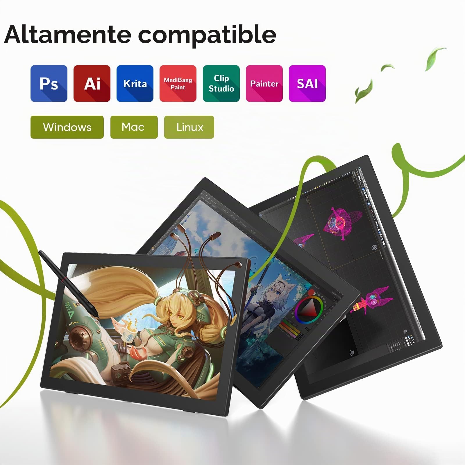XP-Pen Artist 24(FHD) Tableta Gráfica, 24 Pulgadas, Tableta de Dibujo Gráfico con Pantalla Profesional, 132% SRGB, Compatible con Windows, MacOS, Chrome OS y Linux, Superficie Activa: 53 x 30 cm