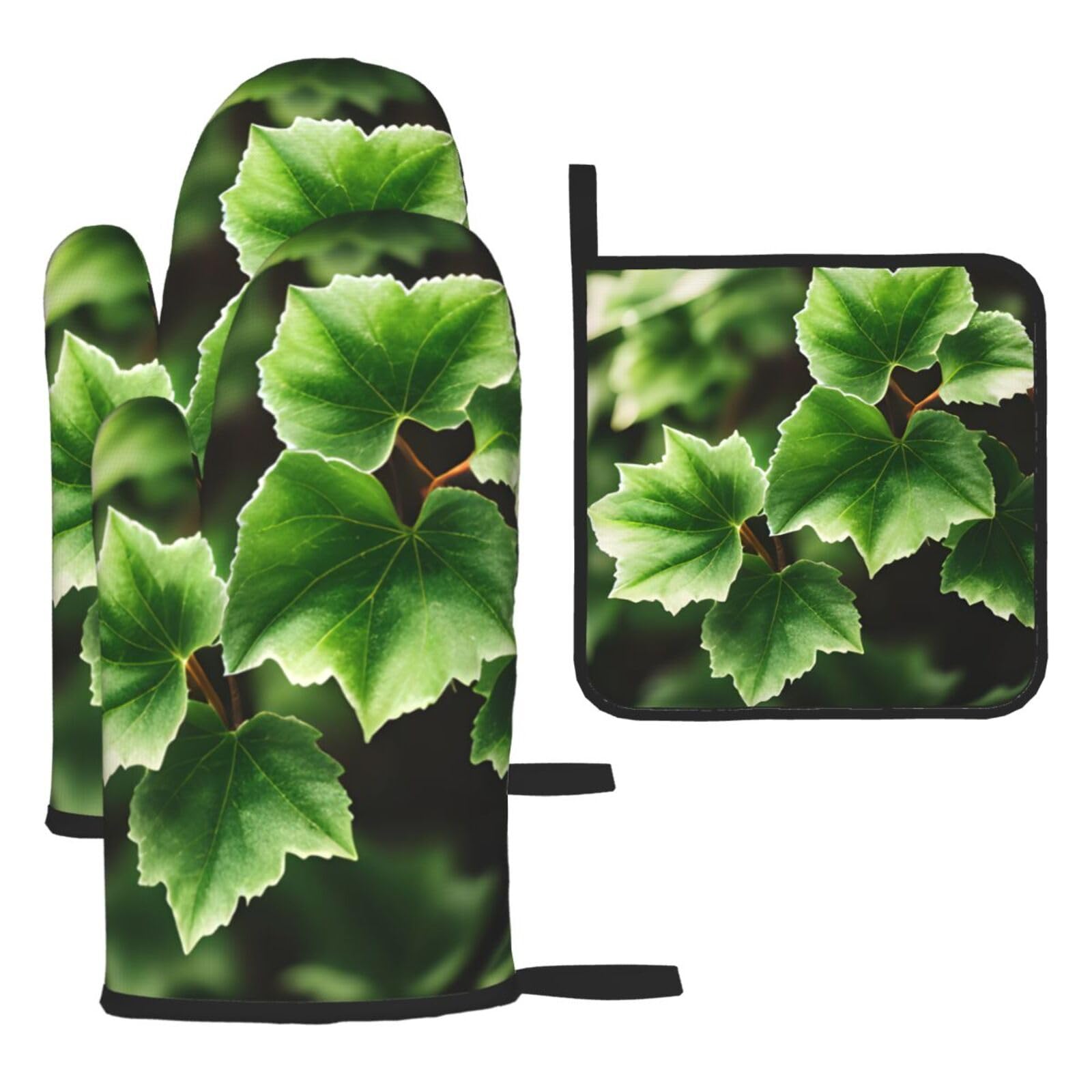 Yyoretp Black Ivy Blossoms Tree Print Oven Mitts And Potholders Bbq Gloves-Oven Mitts And Pot Holders For Cooking Baking