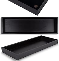 Vista 6 de Bandeja de madera negra – Vanidad, bandeja de tanque de inodoro de baño, organizador de encimera, almacenamiento de perfumes o joyas, velas