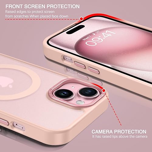 Miniatura 8 de BENTOBEN Funda magnética compatible con iPhone 15, iPhone 15 compatible con MagSafe translúcida mate a prueba de golpes para mujeres y hombres,