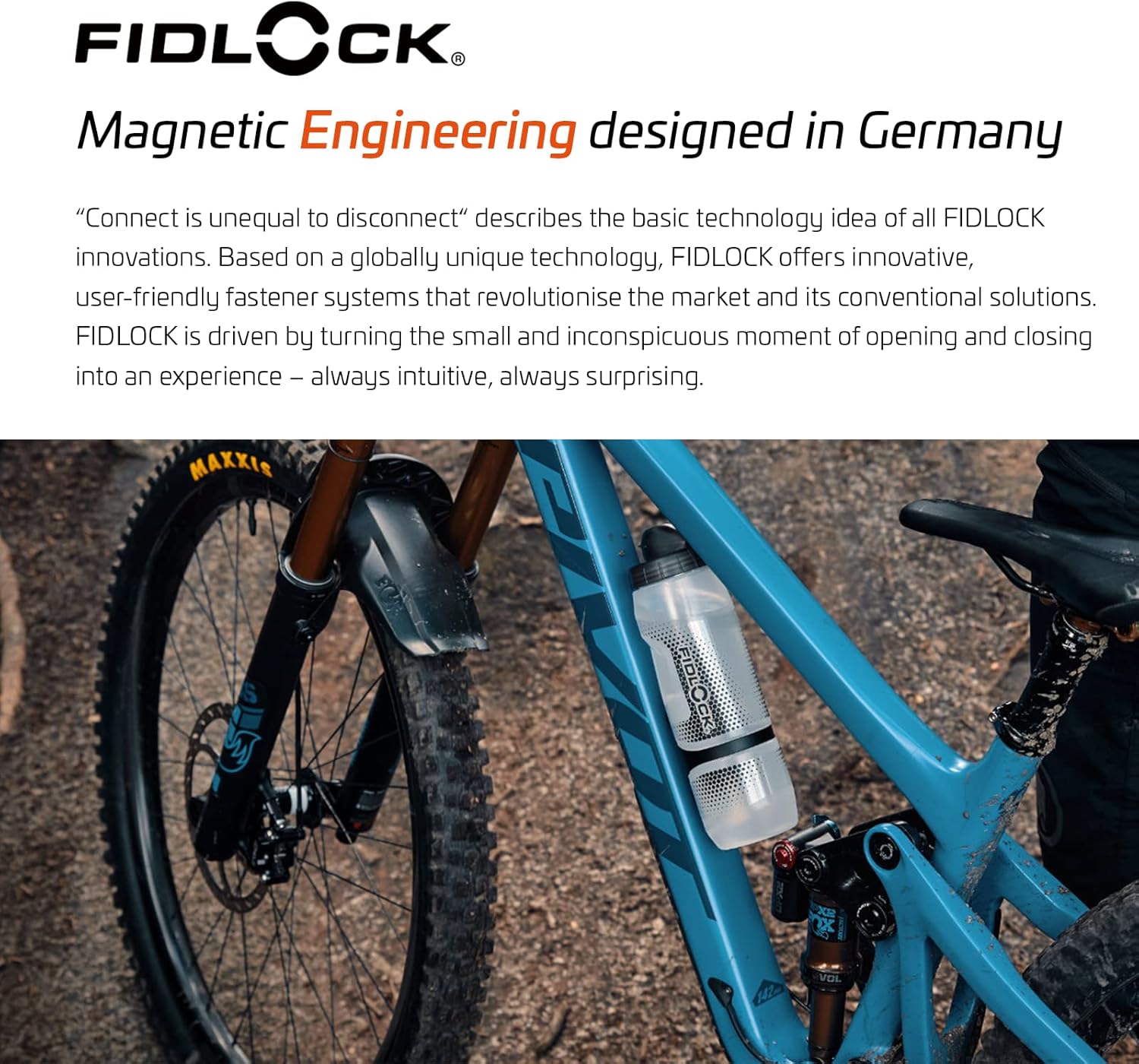 FIDLOCK Twist Single Bottle 800ml/27oz | Includes Twist Connector (Without Bicycle Base) & Bottle | Clear