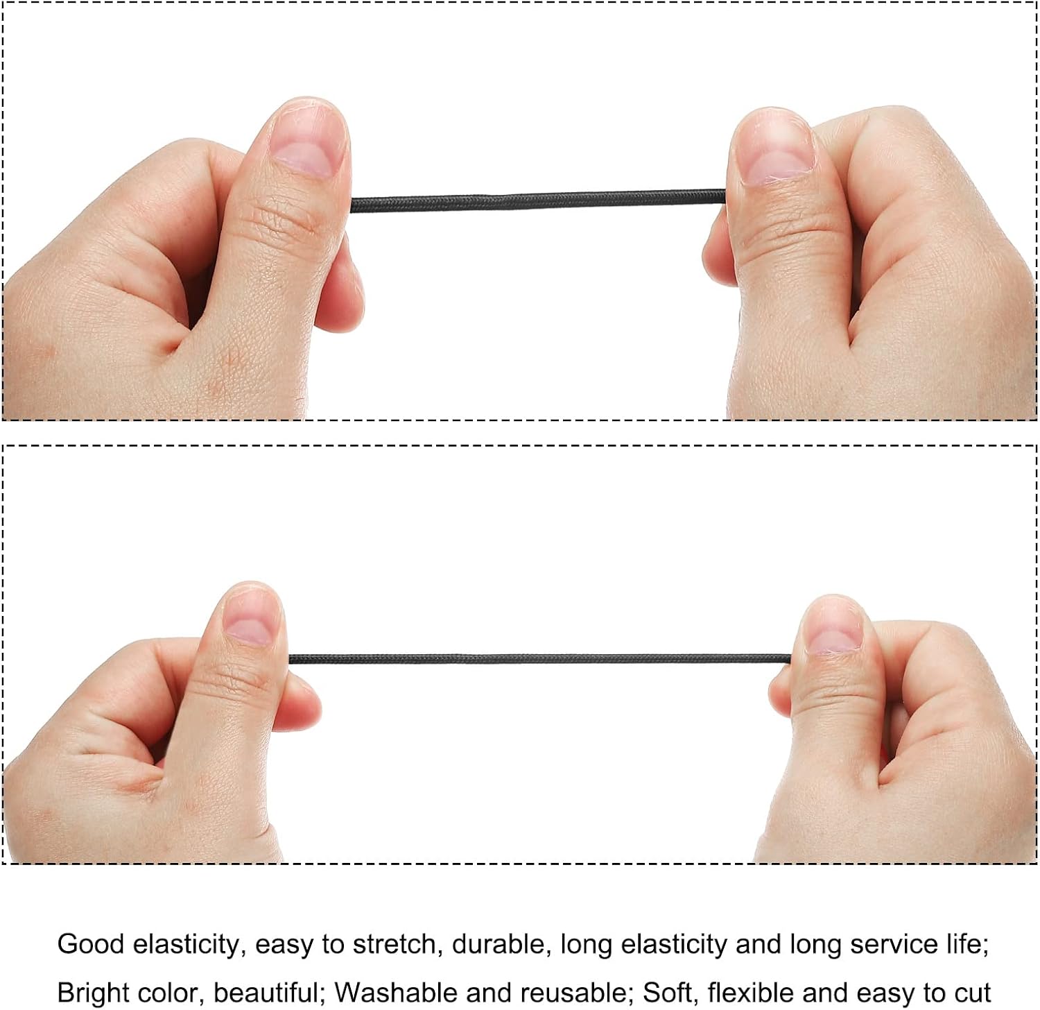 Bungee Cord Elastic Cord Heavy Stretch String Rope 1/8" 11 Yards(3mm x 10m) Black for Crafting DIY Sewing Hook Straps Camping Tie Down Strap