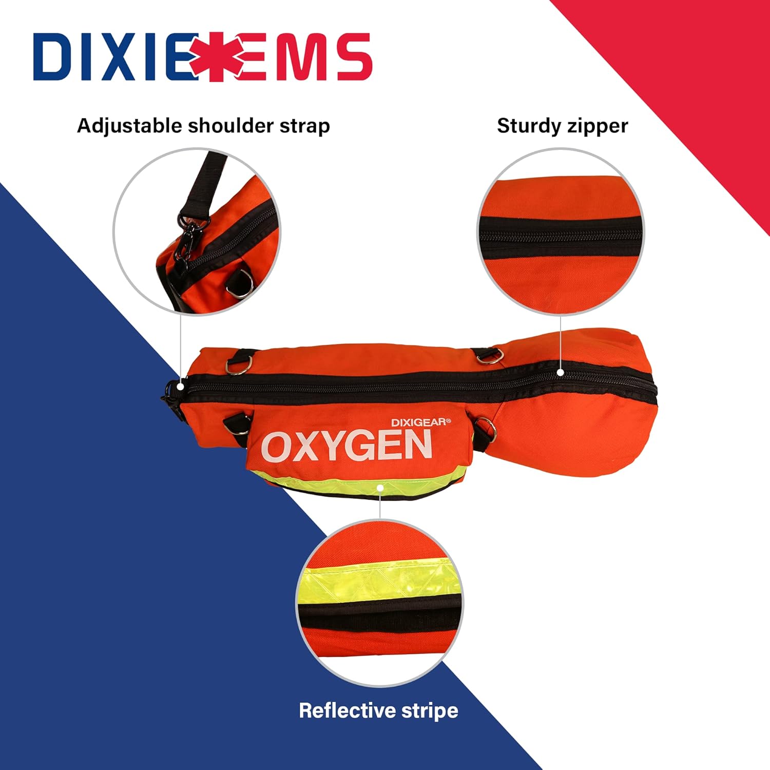Dixie Ems O2 Shoulder Bag for D Size O2 Cylinder and Supplies, Oxygen Tank Carry Pack with Padding