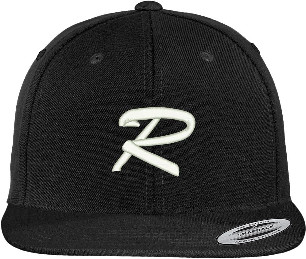 Trendy Apparel Shop Letter R Brushed Script Embroidered Flat Bill Snapback Baseball Cap