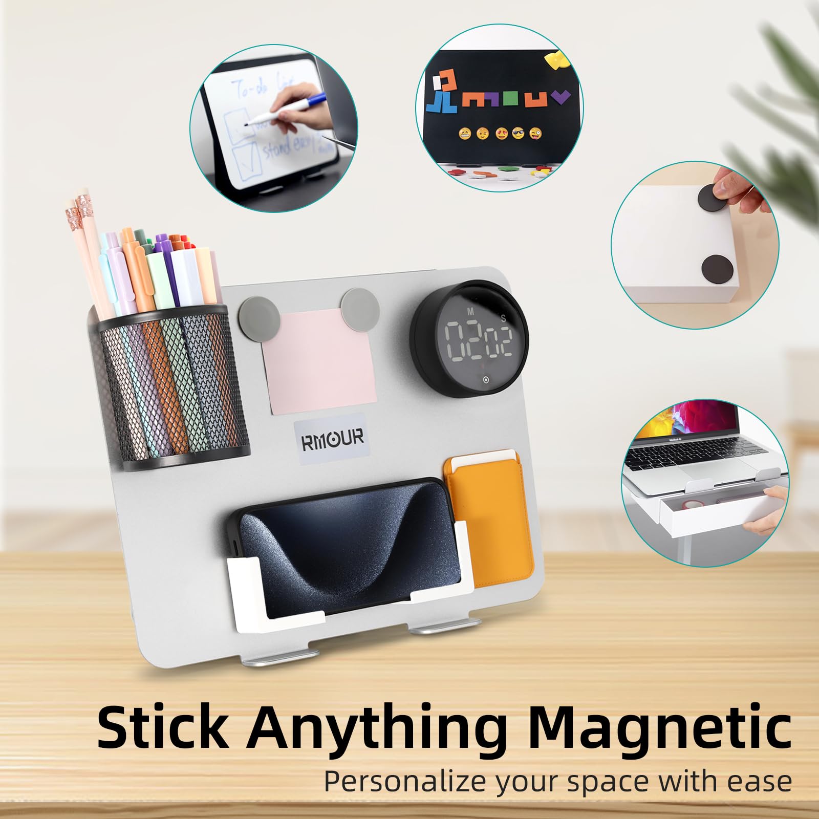Rmour MT3 - Convertitore da scrivania regolabile e robusto per computer portatile e supporto da lavoro, supporto ergonomico pieghevole per casa (argento)