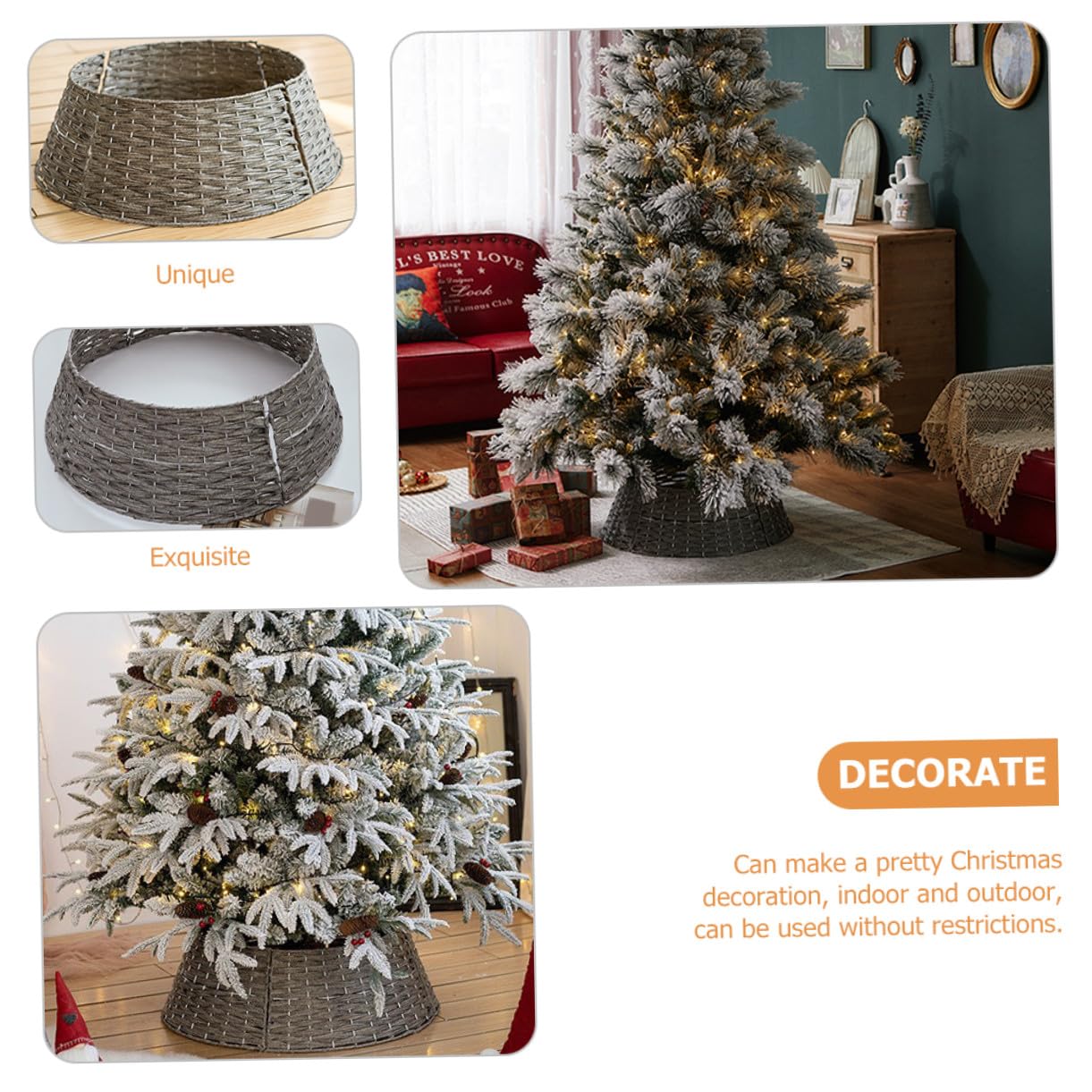 Generico Gonna per Albero in Materiale Plastico, Collare Decorativo per Base Albero, Copri Piede Resistente per Decorazioni Natalizie Interne ed Esterne, Adatto a Diverse Dimensioni