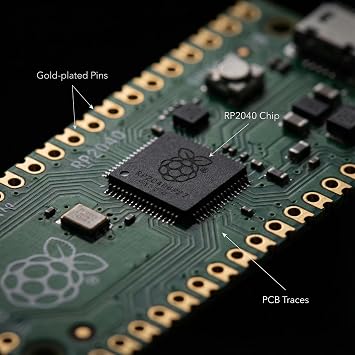 Pi Pico Development Board with Dual-Core RP2040 2MB Quad SPI Flash Integrated, Supports MicroPython, for Raspberry Pi Arduino & Embedded Projects