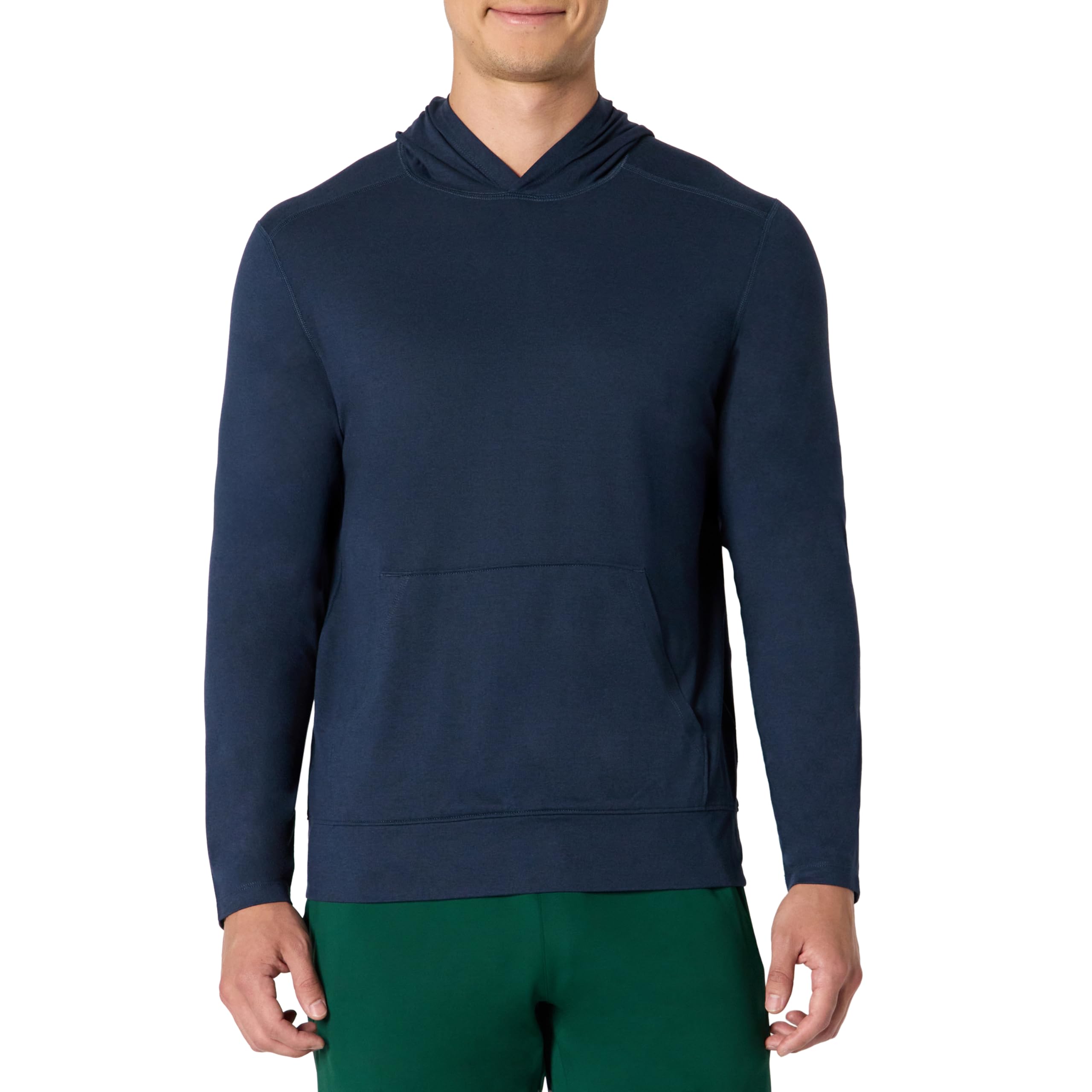Amazon Essentials Men's Athletic Soft Performance Lightweight Gym Workout Hoodie Sweatshirt, Space Dye Navy, Small