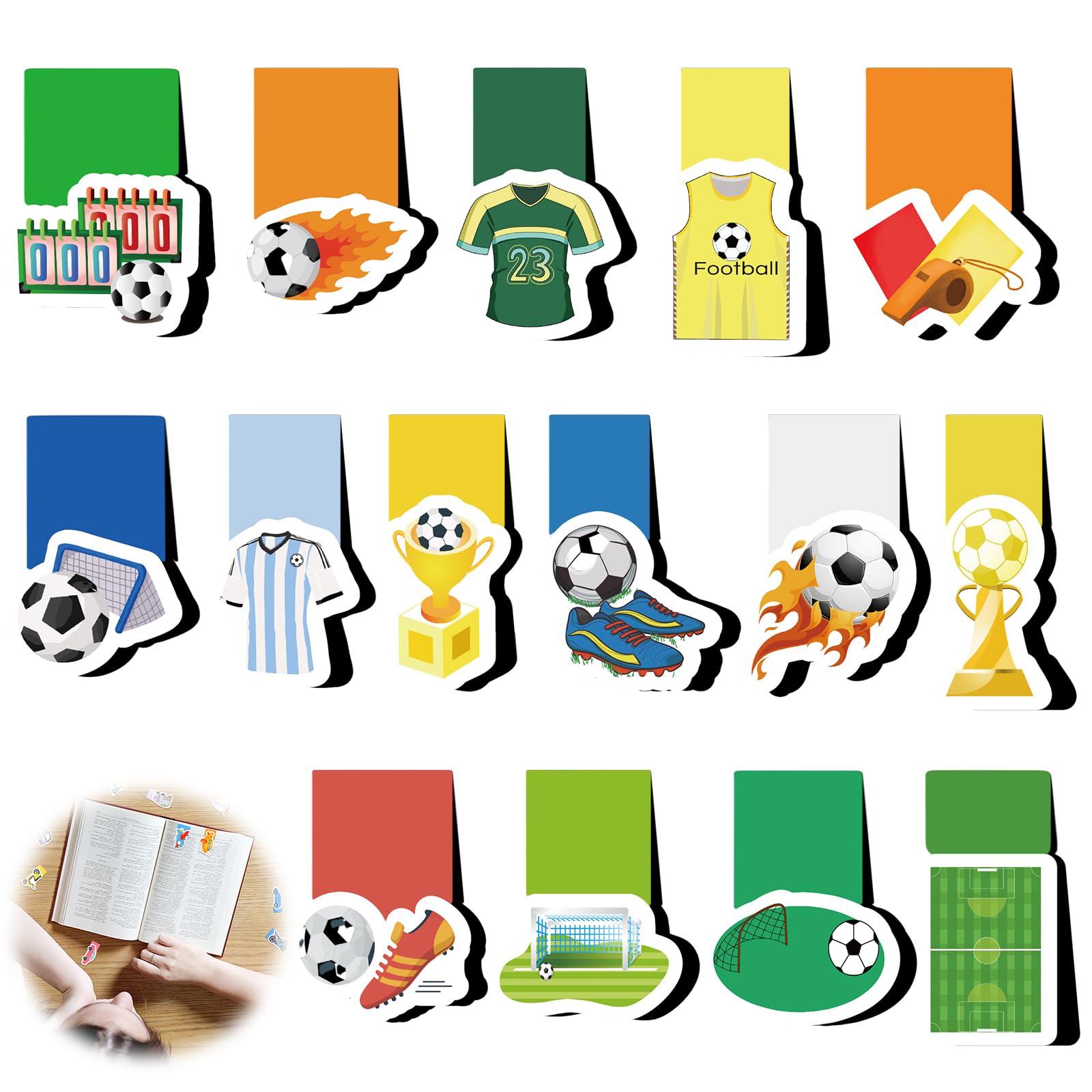 Marcapáginas magnéticos, 30 piezas de marcadores magnéticos de fútbol para niños, marcadores de animales mágicos, imanes de dinosaurios, pequeños regalos para estudiantes, niños, niñas, amantes de los