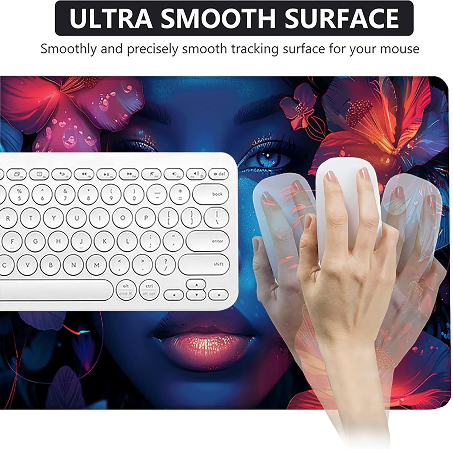 女性 マウスパッド 赤 マウスパッド 大型 1200x600mm, 防水 滑り止 Desk Mat, ステッチエッジデザイン 耐洗い